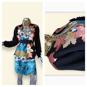 Jerzees 2D Autumn Leaf Print Vintage Open Cardigan